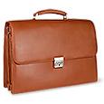 Tavecchi Men` Brown Italian Leather Multi-compartment Briefcase