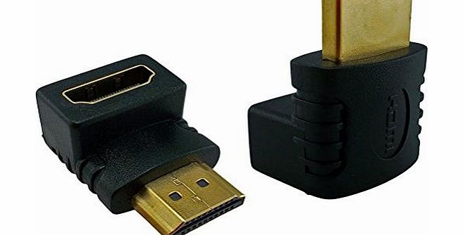 Super Quality High Power HDMI 90 Degree Right Angle 1.4 Adapter Male to Female for 1080p 3D TV LCD HDTV by TB1 Products 