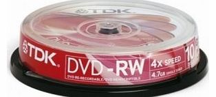 TDK 4.7GB 4x DVD-RW Recordable Media - (Pack Of 10) - Spindle