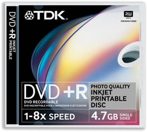 DVDplusR Inkjet Printable Speed 16x 4.7GB
