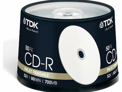 TDK T19514 52x Printable CDR-80 - Cakebox 50 Pack