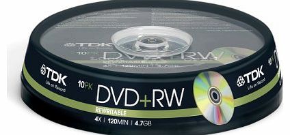 TDK T19524 4x DVD RW - Cakebox 10 Pack