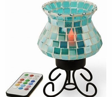 Wireless Table Lamp - Decorative Mosaic Glass light with Remote Control - Multicolour LED Candle light with Timer Control