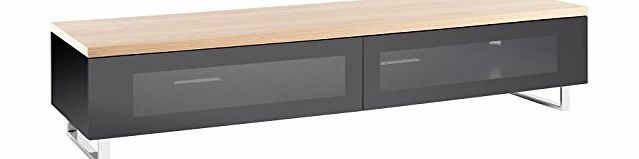 Techlink  Panorama 160 PM160LO High Gloss Black Base with Light Oak Top Panel and Chrome Feet Stand for TVs Upto 80 inch