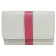 Leather Camera case White with pink