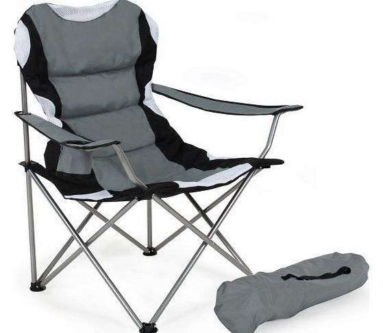 Folding Upholstered Camping Chair With Drink Holder & Bag