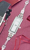 Ted Baker Womens Pink / White Stone Set Mother of Pearl Rectangular Dial Bracelet Watch