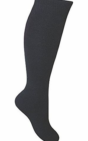 TeddyTs Ladies Super Soft Full Cushioned Gentle Grip Long Wellington Boot Socks (Black)