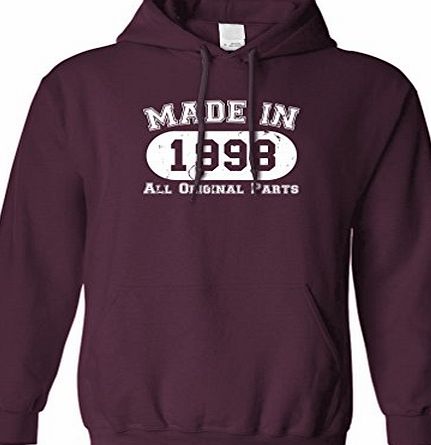 Tedim Made in 1998 All Original Parts 18th Birthday Eighteenth Hoodie