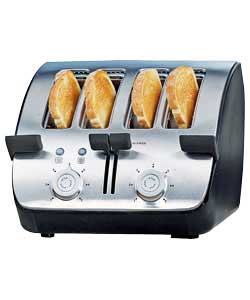 Avanti Black and Silver 4 Slice Toaster
