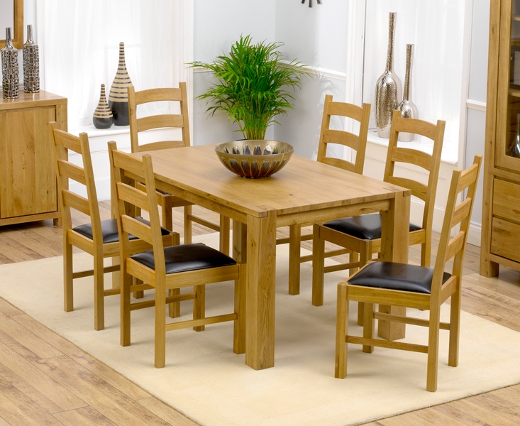 Solid Oak Dining Table 150cm and 6 Lavena