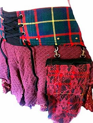 TERRAPIN GENUINE SCOTTISH TARTAN DESIGNER FUNKY KILT STEAM PUNK PSYTRANCE SKIRT N1 red (medium-large)
