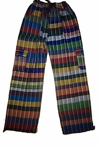 Fair Trade Bolivian Cotton Festival Funky Rainbow Trousers (Small)
