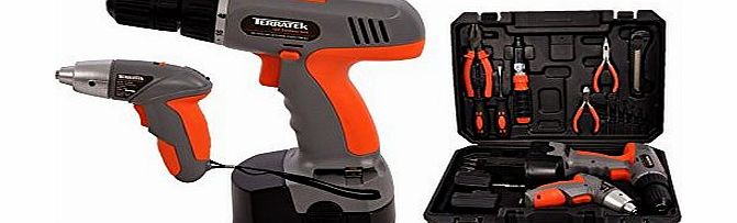 12V Cordless Power Drill & 3.6V Cordless Screwdriver combi kit with a 20 piece accessory kit and all comes complete in a carry storage case