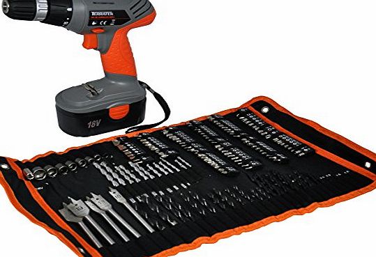 Terratek 18V NI-CD Cordless Variable Speed Power Drill Driver with 150 piece Accessory Kit,Comes Complete with Battery and Charger.