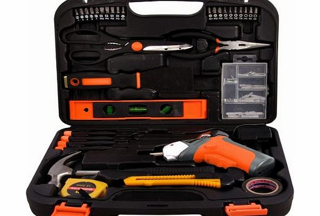 Terratek 35Pcs Household DIY Tool Set, Comes complete with 3.6V Cordless Screwdriver with LED worklight, comes in a carry case
