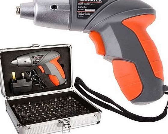 Lithium Ion 3.6V Cordless screwdriver complete with 102 piece accessory kit