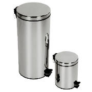 tesco 30 and 5L brushed stainles steel bin set