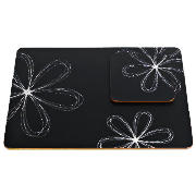 black & white flower placemat & coaster