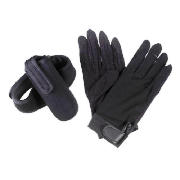 Tesco black gloves and mobile phone holder -