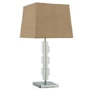 Block Table Lamp With Mocha Silk Effect