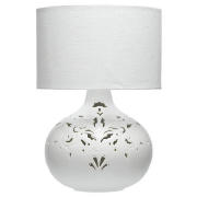 Tesco Ceramic Cutout Table Lamp, White Lustre