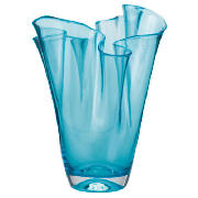 Coloured Pleated Top Vase Aqua