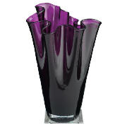 Coloured Pleated Top Vase Plum
