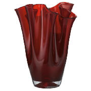 Coloured Pleated Top Vase Red