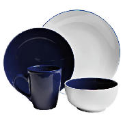 Tesco Coupe Two Tone Dinner set 12 piece Blue