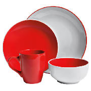 Coupe Two Tone Dinner set 12 piece Red