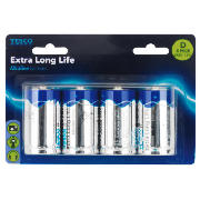 extra long life alkaline D batteries, 4 pack
