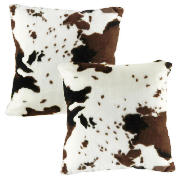 Tesco Faux Fur Cow Print Cushion, Twinpack
