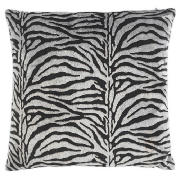 Tesco Faux Fur Zebra Cushion Black