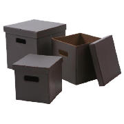 Faux Leather Set of 3 Collapsible boxes