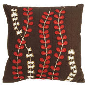tesco Faux Suede Leaf Applique Cushion Red