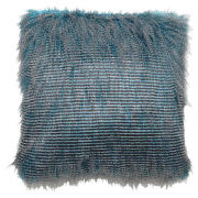 Tesco feather faux fur cushion 43x43cm teal