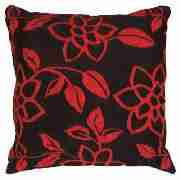 Tesco Floral Chenille Cushion Red