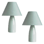 Tesco Pair Taper Ceramic Table Lamps, Green