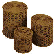 rattan round storage basket Dark Natural
