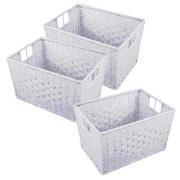 tesco Rattan Shelf Basket, White