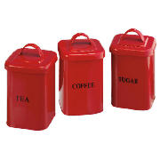 Tesco Red Tin Vintage Sugar Canister Canisters