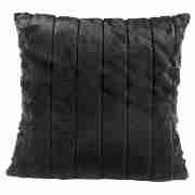 ribbed faux fur cushion black