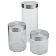 Tesco Stainless Steel Glass Canisters Set