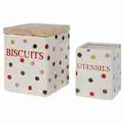 Terracotta Spot Biscuit & Utensil Canister