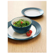 Two Tone Dinnerset 12 piece, Teal & White