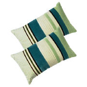 tesco Velvet Stripe Oblong Cushion, Teal,
