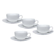 Tesco White porcelain teacup and saucer 4 pack