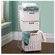 Wicker Laundry Basket with 2 drawers