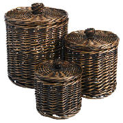 tesco Willow round storage basket dark natural